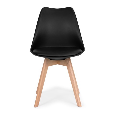 Komplet 4 krzeseł do salonu jadalni z poduszką ekoskóra czarne ModernHome