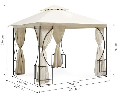 Namiot pawilon ogrodowy lux altana 3x3 m z moskitierą i pełnymi ściankami MultiGarden