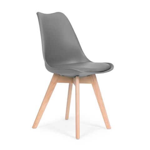 Zestaw 4 krzeseł krzesło do salonu jadalni z poduszką szare ModernHome