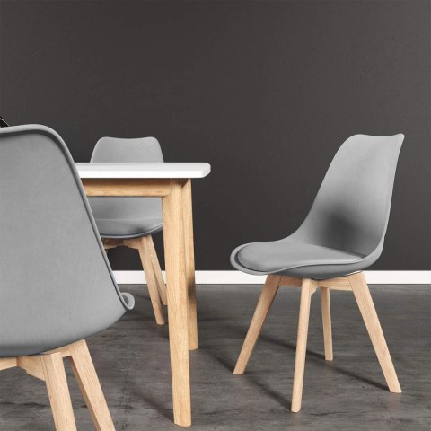 Zestaw 4 krzeseł krzesło do salonu jadalni z poduszką szare ModernHome