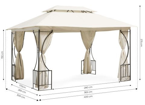 Namiot pawilon ogrodowy altana 3x4m pełne ścianki boczne MultiGarden