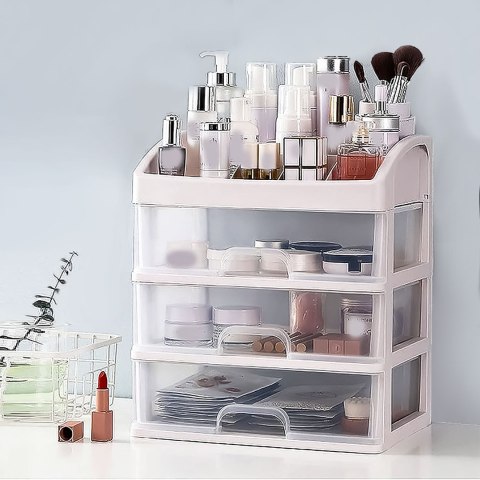 Organizer na kosmetyki z szufladami i przegrodami biały ModernHome