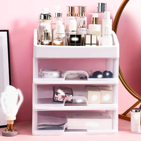 Organizer na kosmetyki z szufladami i przegrodami biały ModernHome