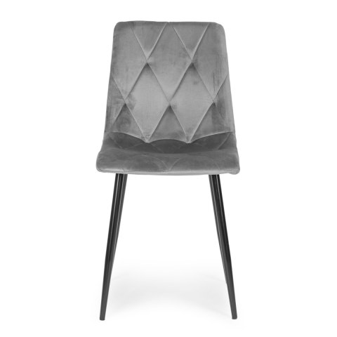 Komplet 4 krzeseł krzesło pikowane welurowe do jadalni i salonu szare ModernHome
