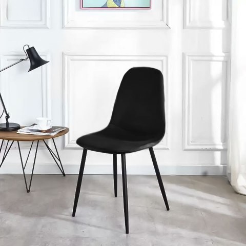 Komplet 4 krzeseł welurowych krzesło do jadalni i salonu czarne ModernHome