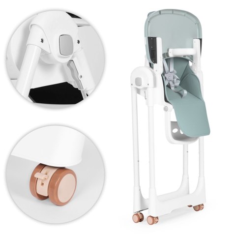 Krzesełko fotelik do karmienia regulacja wysokości ekoskóra pasy podwójna tacka ECOTOYS