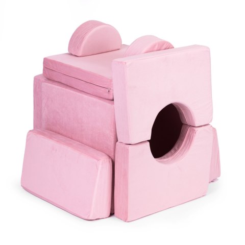 Sofa składana modułowa dla dzieci duża 2-osobowa DIY 10 miękkich poduch - różowa ECOTOYS