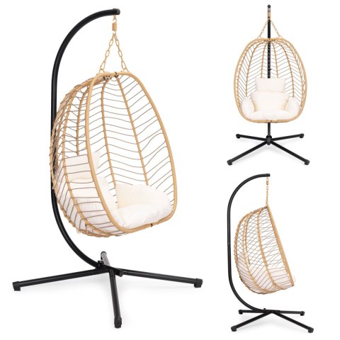 Fotel Kokon wiszący wolnostojący bujany ogrodowy do 120 kg + poduszki MultiGarden