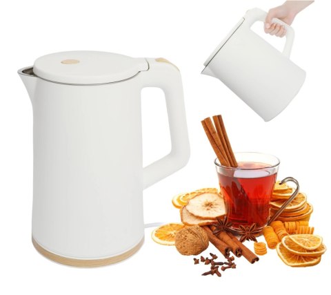 Czajnik elektryczny bezprzewodowy turystyczny 1500 W 1.7 l obrotowy biały