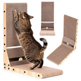 Drapak tekturowy dla kota narożny kartonowy legowisko z zabawką Petsi