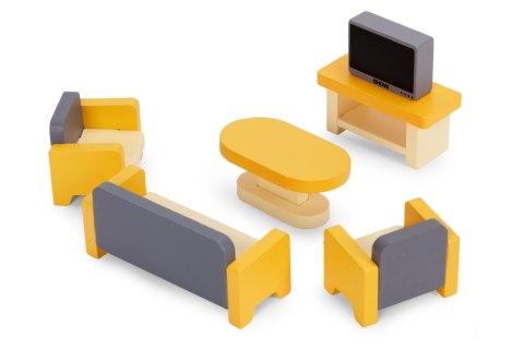 Drewniane mebelki do domu dla lalek akcesoria zestaw 30 elementów