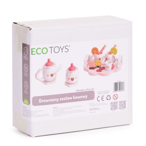 Drewniany zestaw do herbaty dzbanek filiżanki 14 elementów ECOTOYS