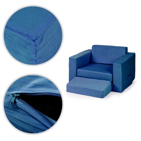 Fotel modułowy dla dzieci DIY 8 miękkich poduch składany - niebieski ECOTOYS