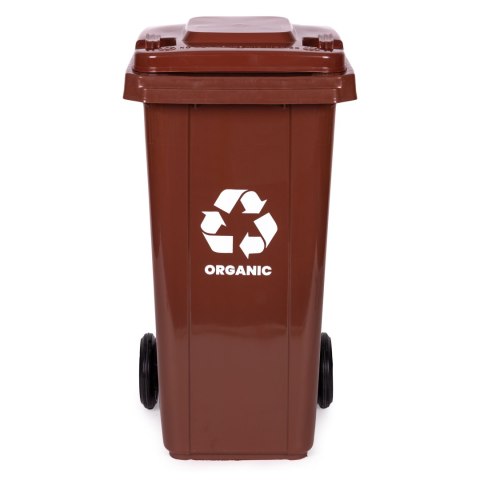 Kosz na śmieci pojemnik 120L kubeł śmietnik brązowy BIO gumowe koła