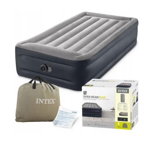 Materac dmuchany jednoosobowy 191x99x42 cm z wbudowaną pompką elektryczną łóżko INTEX 64132