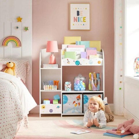 Regał na zabawki szafka dla dzieci 5 półek 2 pudełka do przechowywania przegródki na książki