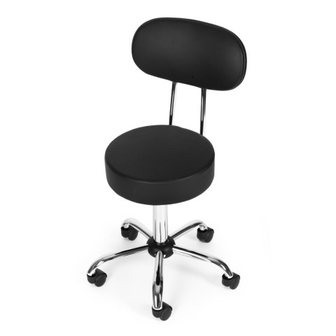 Stołek obrotowy z oparciem taboret kosmetyczny medyczny fotel regulowany czarny ModernHome