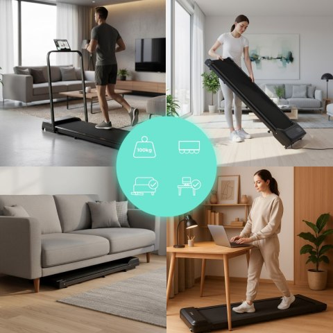 Bieżnia domowa z uchwytem elektryczna walking pad treningowy pod biurko 10 km/h ModernHome