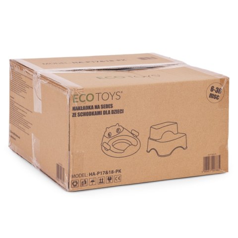 Nakładka na toaletę ze schodkami podestem dla dzieci różowa ECOTOYS