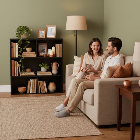 Nowoczesny regał stojący do salonu i sypialni 3 poziomy czarny ModernHome