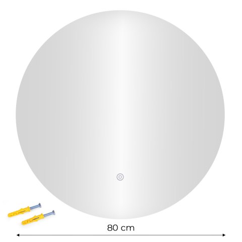 Lustro łazienkowe LED okrągłe ścienne 80 cm 3 barwy włącznik dotykowy ModernHome