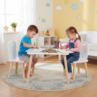 Zestaw mebli dla dzieci stolik + 2 krzesła białe ECOTOYS