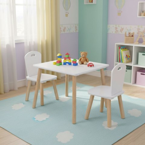 Zestaw mebli dla dzieci stolik + 2 krzesła białe ECOTOYS