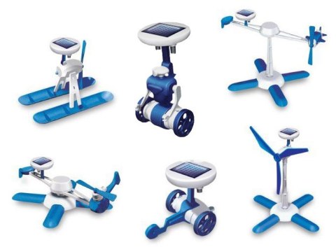 Roboty Solarne 6w1 - Solar Kit - Wiatrak, Helikopter, Auto, Robot