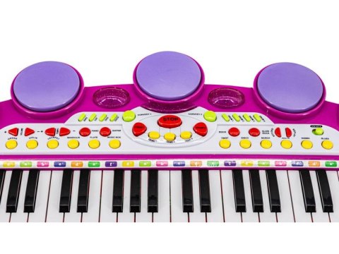 Różowe Organki Keyboard - Stolik, Krzesełko, Mikrofon