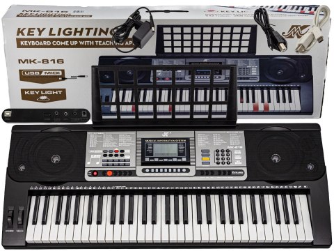Keyboard Organy 61 Klawiszy Zasilacz Mk-816 Z Funkcją Nauki Gry