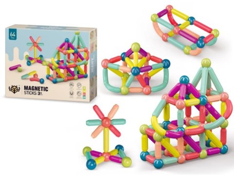 Klocki Magnetyczne Konstrukcyjne 64 Elementy
