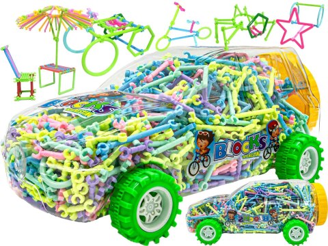 Patyczki Słomki Konstrukcyjne, Klocki Edukacyjne Ok. 1000 Elementów Auto