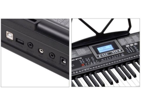 Keyboard Mk-2115 Organy, 61 Klawiszy, Zasilacz, Podświetlane Klawisze