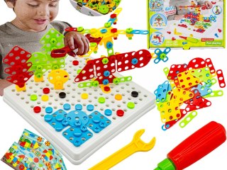 Kreatywna Mozaika 240 El. Układanka 3d, Klocki, Śrubokręt Zestaw Konstrukcyjny