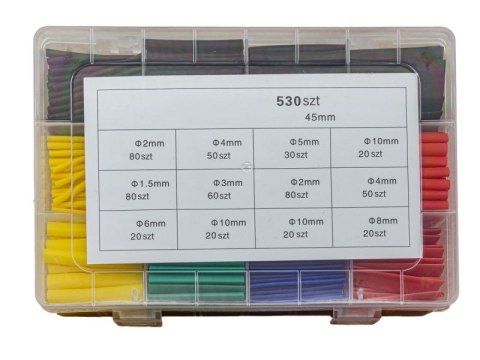 Zestaw 530 Sztuk 4,5cm Koszulki, Rurki Termokurczliwe Kolory Rozmiary