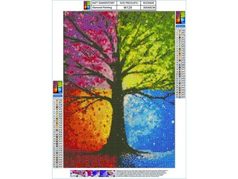 Haft Diamentowy, Obraz, Mozaika Diamentowa Diamond Painting, Drzewo 30x40cm