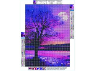 Haft Diamentowy, Obraz, Mozaika Diamentowa Diamond Painting, Drzewo - Fiolet 30x40cm