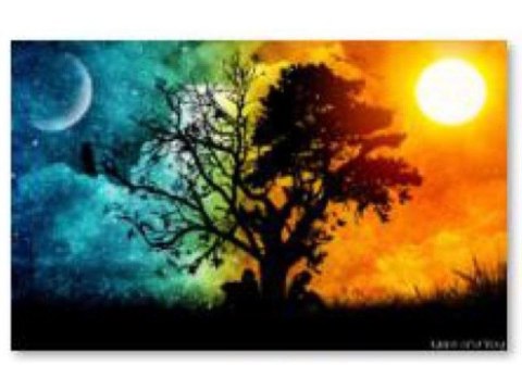 Haft Diamentowy, Obraz, Mozaika Diamentowa Diamond Painting, Drzewo - Noc I Dzień 40x30cm