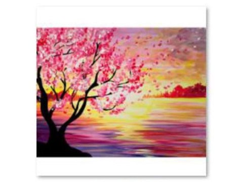 Haft Diamentowy, Obraz, Mozaika Diamentowa Diamond Painting, Drzewo Wiosną 40x30cm