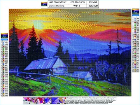 Haft Diamentowy, Obraz, Mozaika Diamentowa Diamond Painting, Góry - Zachód Słońca 40x30cm
