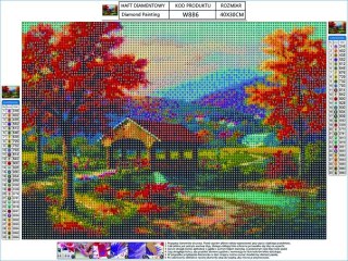 Haft Diamentowy, Obraz, Mozaika Diamentowa Diamond Painting, Jesienny Krajobraz 40x30cm