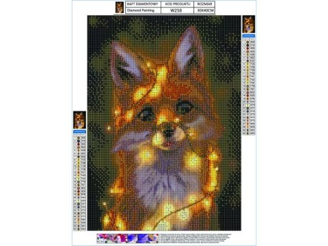 Haft Diamentowy, Obraz, Mozaika Diamentowa Diamond Painting, Lisek 30x40cm