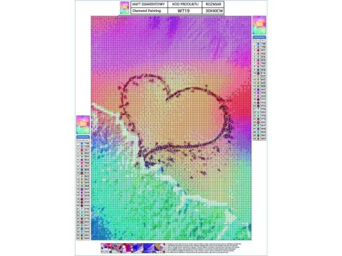 Haft Diamentowy, Obraz, Mozaika Diamentowa Diamond Painting, Plaża - Serce 30x40cm