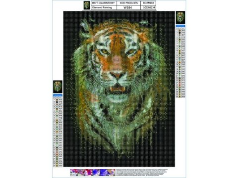 Haft Diamentowy, Obraz, Mozaika Diamentowa Diamond Painting, Tygrys 30x40cm