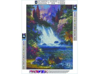 Haft Diamentowy, Obraz, Mozaika Diamentowa Diamond Painting, Wodospad 30x40cm