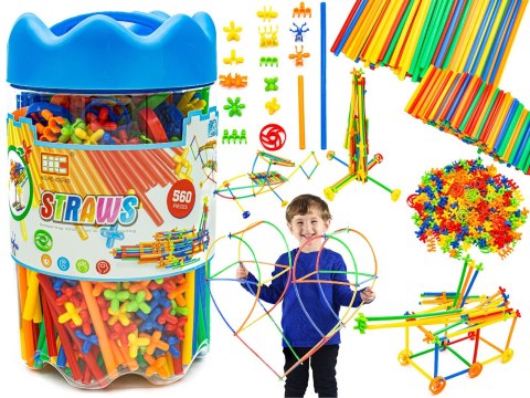 Słomki Konstrukcyjne, Klocki Edukacyjne, Patyczki 560el 3d Nowa Wersja