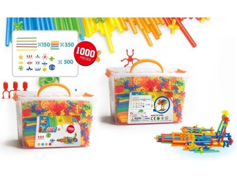 Słomki Konstrukcyjne, Klocki , Patyczki 1000 El, Kuferek, 3d Nowa Wersja