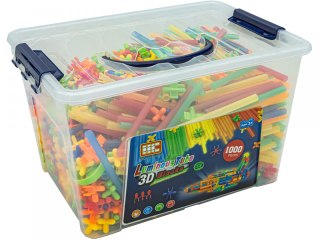 Słomki Konstrukcyjne, Klocki , Patyczki 1000 El, Kuferek, Świecące W Ciemności Nowa Wersja 3d