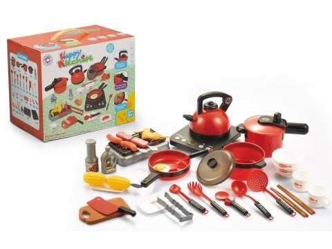 Czerwony Zestaw Kuchenny Do Gotowania, Garnek, Czajnik, Patelnia, Akcesoria