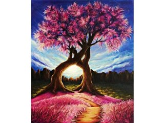 Haft Diamentowy, Obraz, Mozaika Diamentowa Diamond Painting, Abstrakcyjne Drzewa 30x40cm